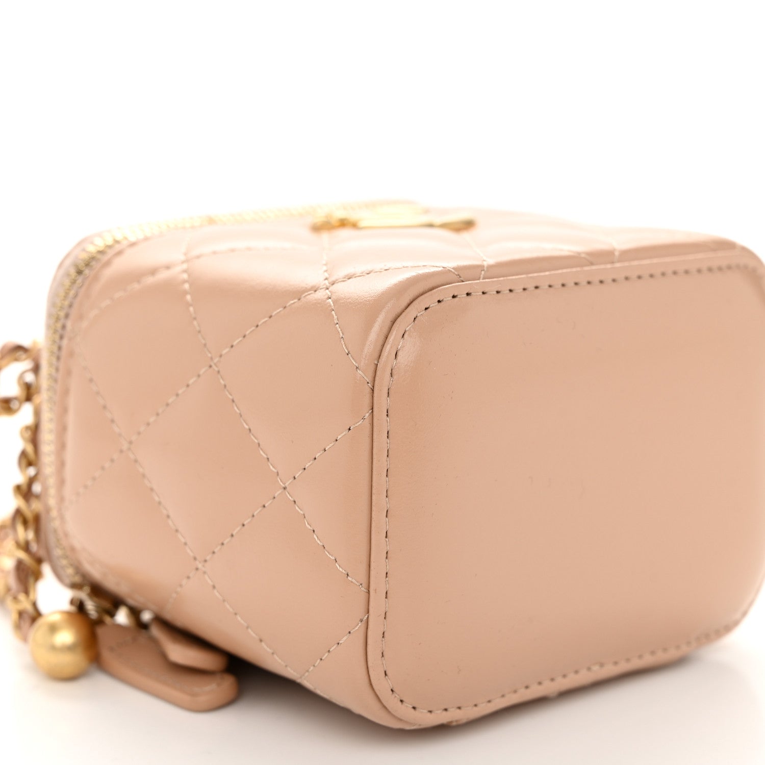 Chanel Calfskin Quilted Mini Perfect Fit Vanity Case With Chain Beige 9 of 11