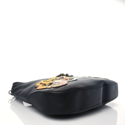 Gucci Calfskin Web Tiger Embroidered Large Dionysus Hobo Black 4 of 8