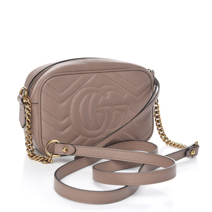 Gucci Calfskin Matelasse Mini GG Marmont Chain Shoulder Bag Nude 3 of 12