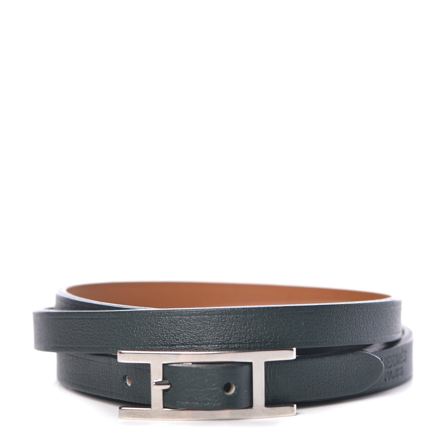 Hermes Swift Hapi 3 MM Triple Tour Bracelet L Vert Fonce F 1 of 6