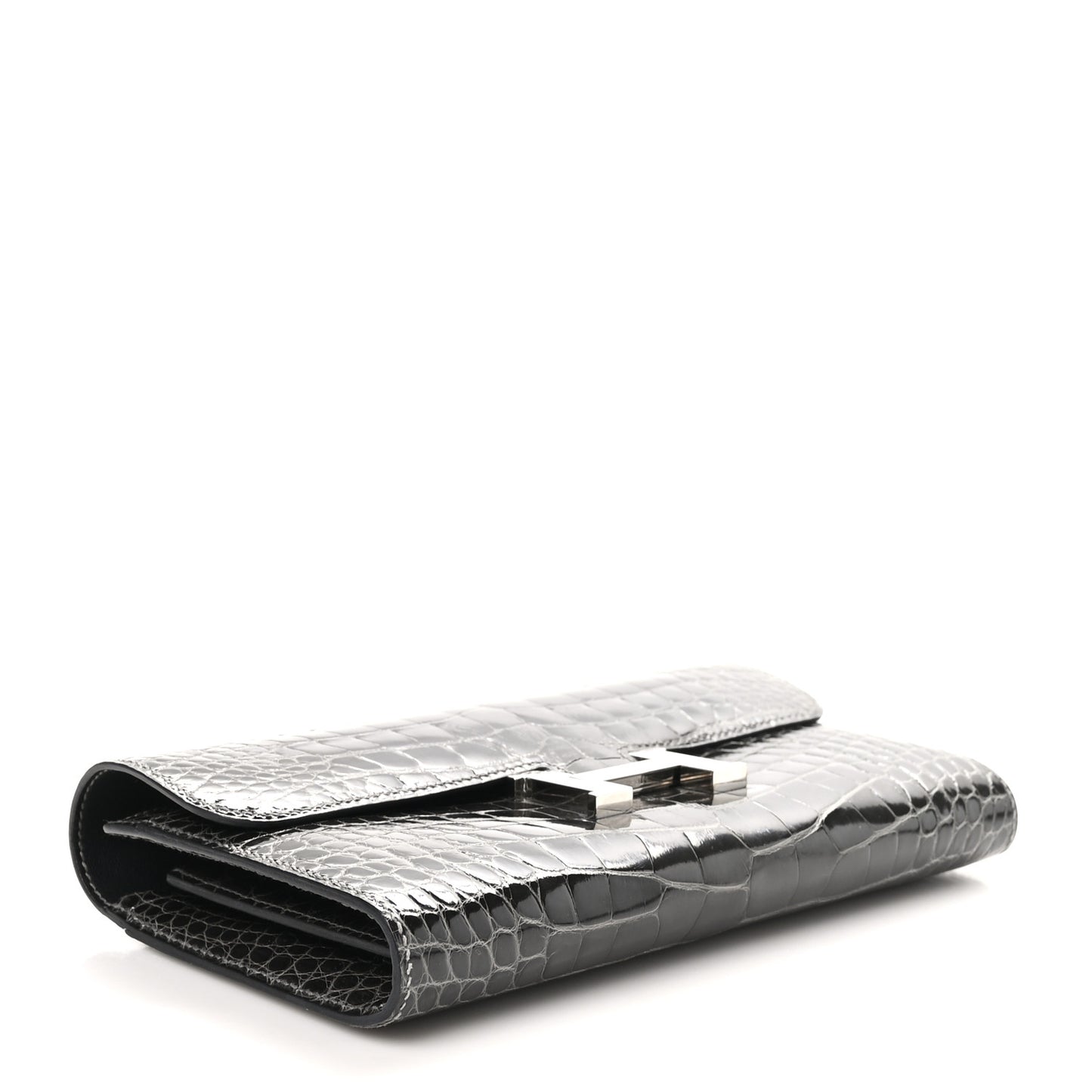 Shiny Alligator Constance Long Wallet Graphite