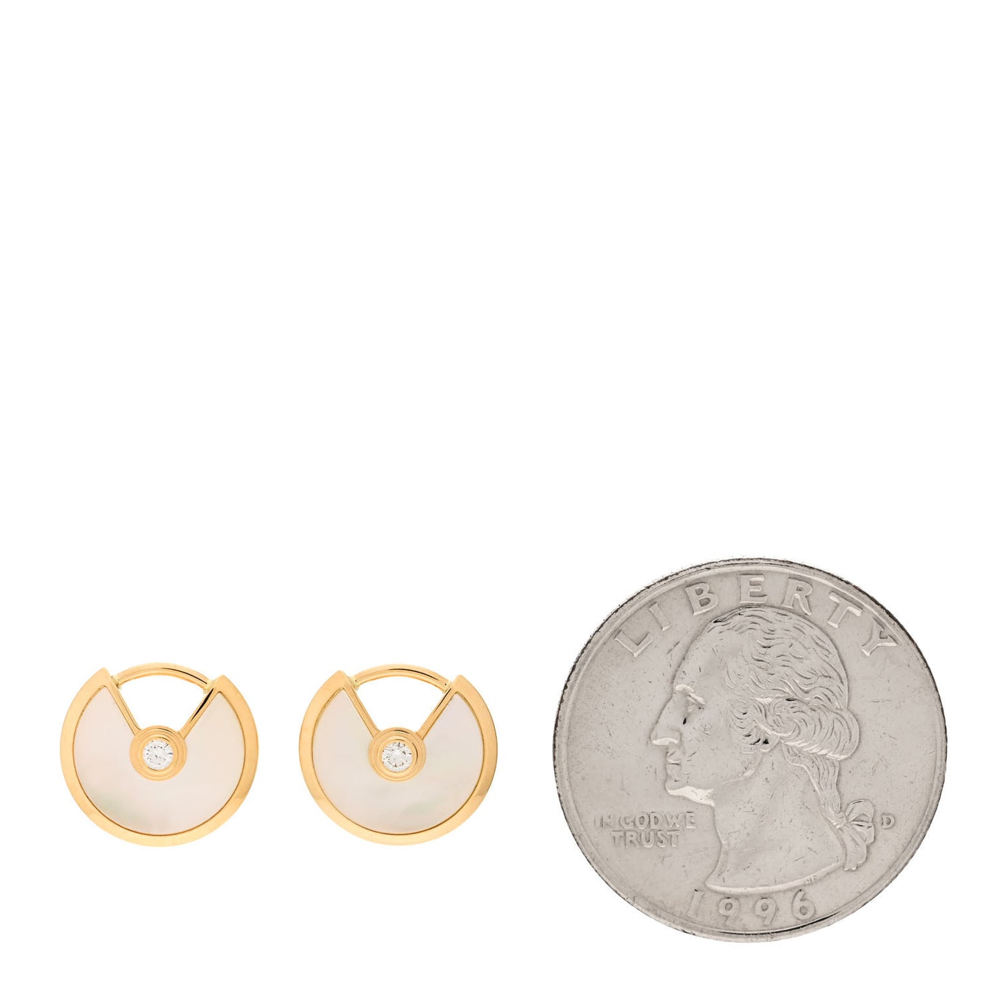 18K Yellow Gold Diamond Mother of Pearl Amulette de Cartier Earrings