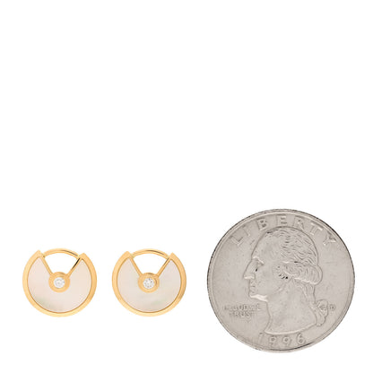 Cartier 18K Yellow Gold Diamond Mother of Pearl Amulette de Cartier Earrings 2 of 6