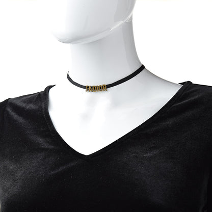 Christian Dior Grosgrain Ribbon J'Adior Logo Choker Necklace Black 2 of 5
