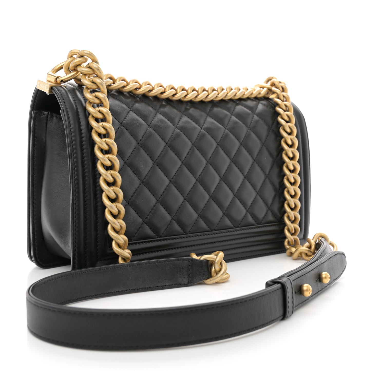 Calfskin Quilted Medium Boy Flap Black