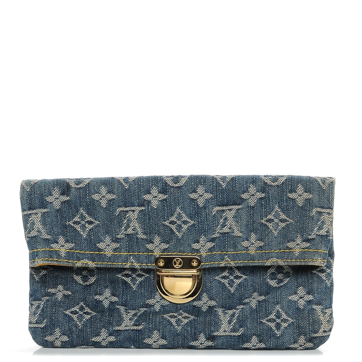 Monogram Denim Pochette Plat Clutch Blue