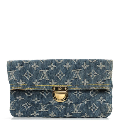 Louis Vuitton Monogram Denim Pochette Plat Clutch Blue 1 of 7