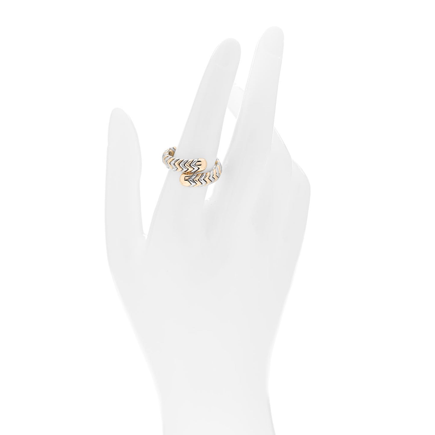 18K Yellow Gold Stainless Steel Spiga Tubogas Ring 54 6.75