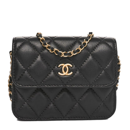 Chanel Lambskin Quilted Pearl Crush Clutch With Chain Black 1 of 12