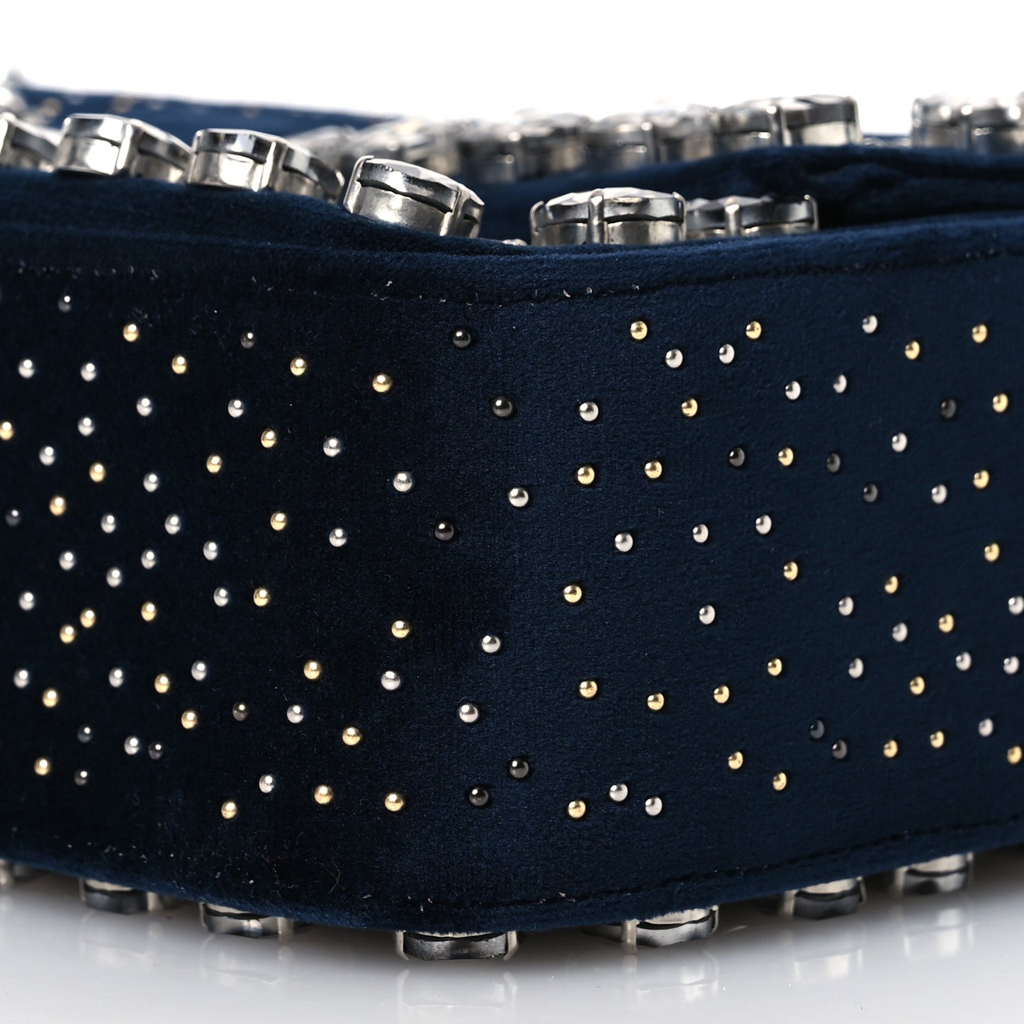 Velvet Crystal Embellished Baguette Midnight