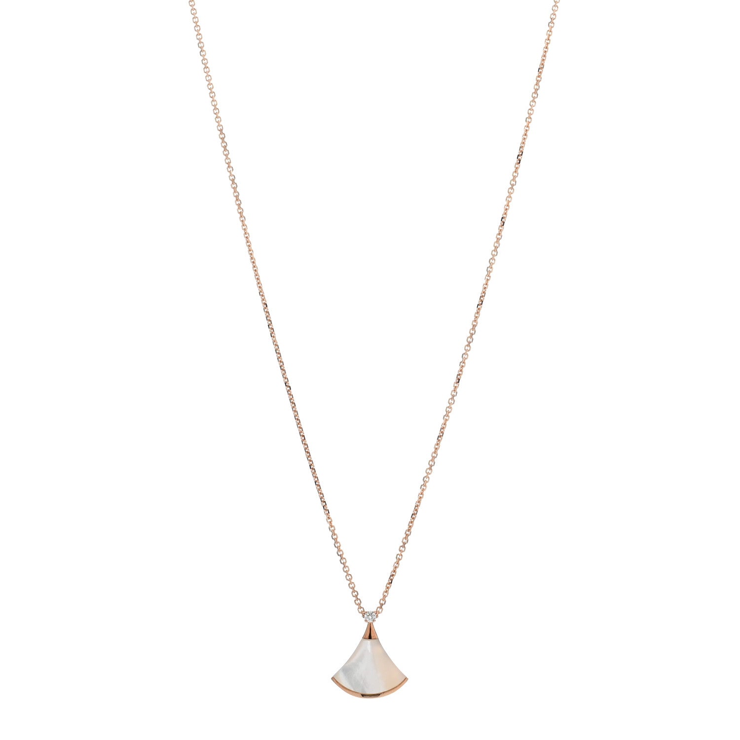 Bulgari 18K Rose Gold Diamond Mother of Pearl Small Divas' Dream Pendant Necklace 1 of 5