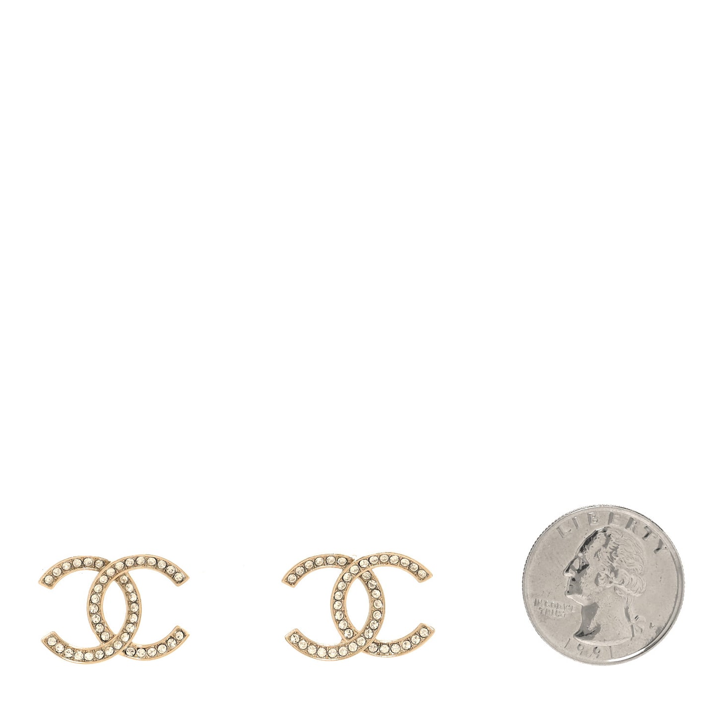 Crystal Large CC Earrings Gold