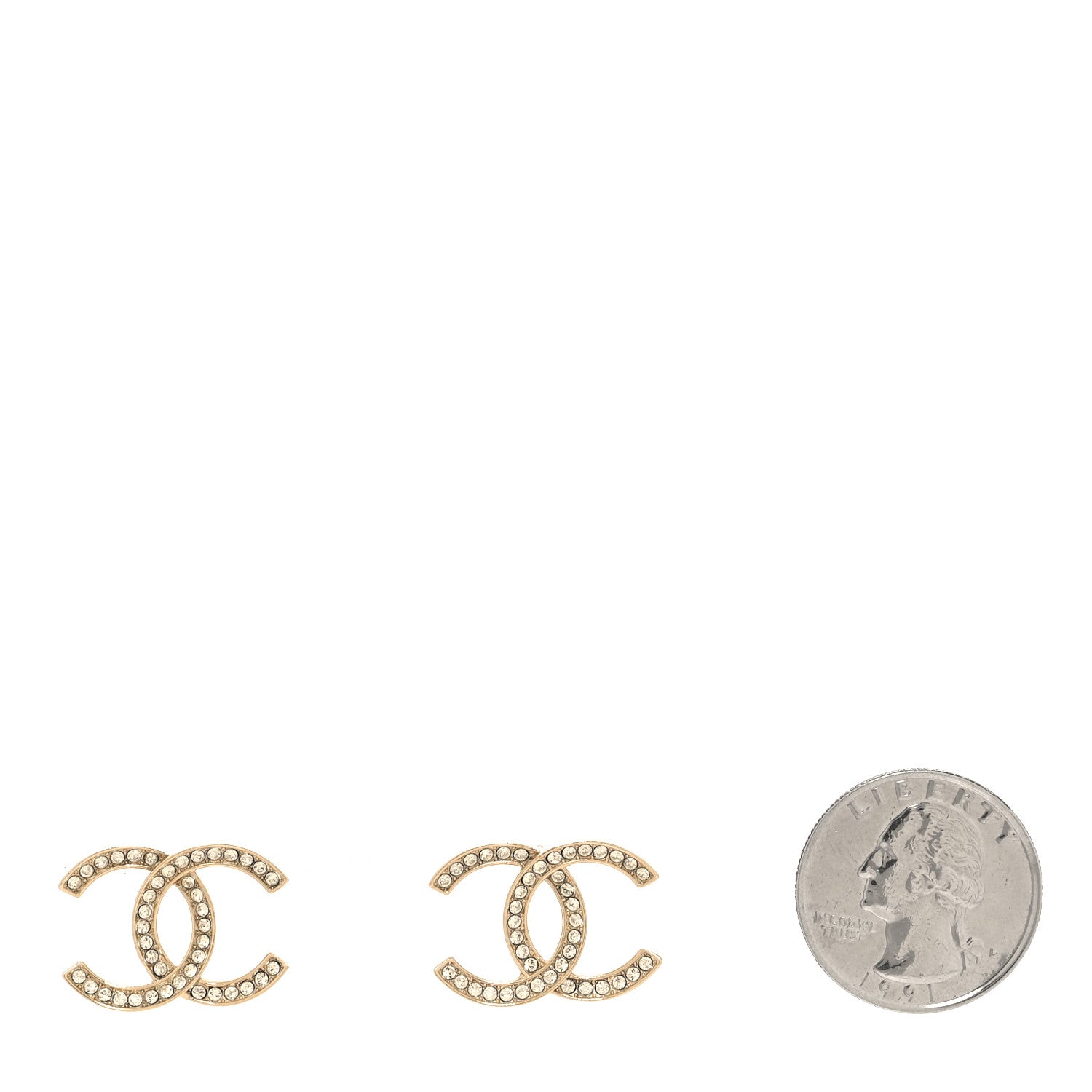 Chanel Crystal Large CC Earrings Gold 2 of 5