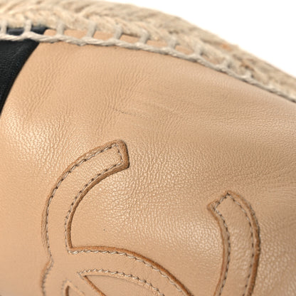 Chanel Lambskin CC Espadrilles 37 Beige Black 14 of 15