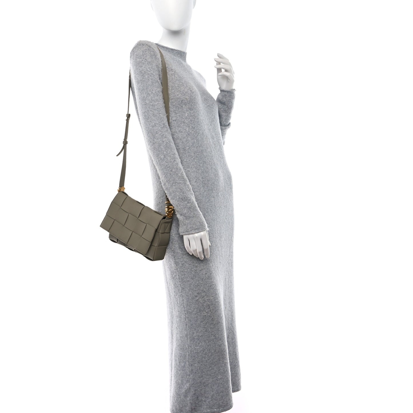 Grained Calfskin Maxi Intrecciato Cassette Crossbody Bag Taupe
