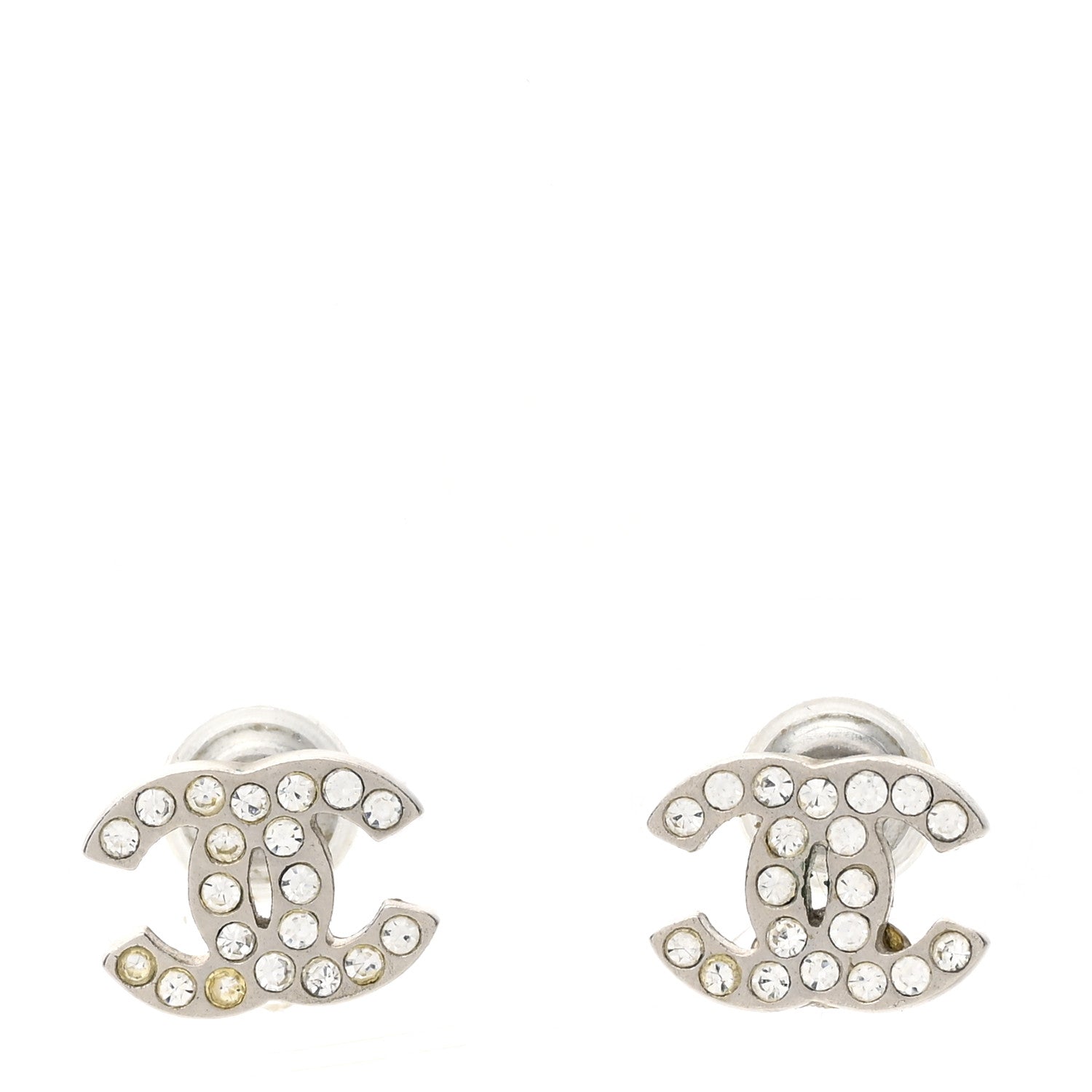 Chanel Crystal Mini CC Earrings Silver 1 of 5