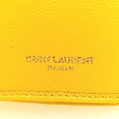 Saint Laurent Grain De Poudre Matelasse Chevron Monogram Compact Zip Around Wallet Mimosa Shiny 6 of 7