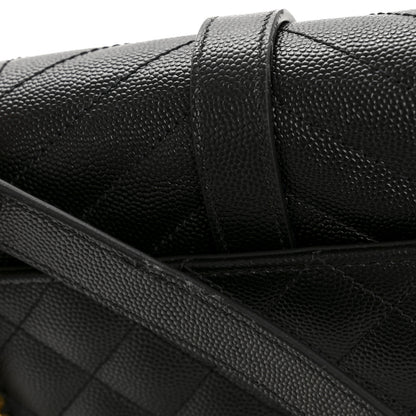 Saint Laurent Grain De Poudre Textured Mixed Matelasse Triquilt Small Monogram Satchel Black 11 of 12