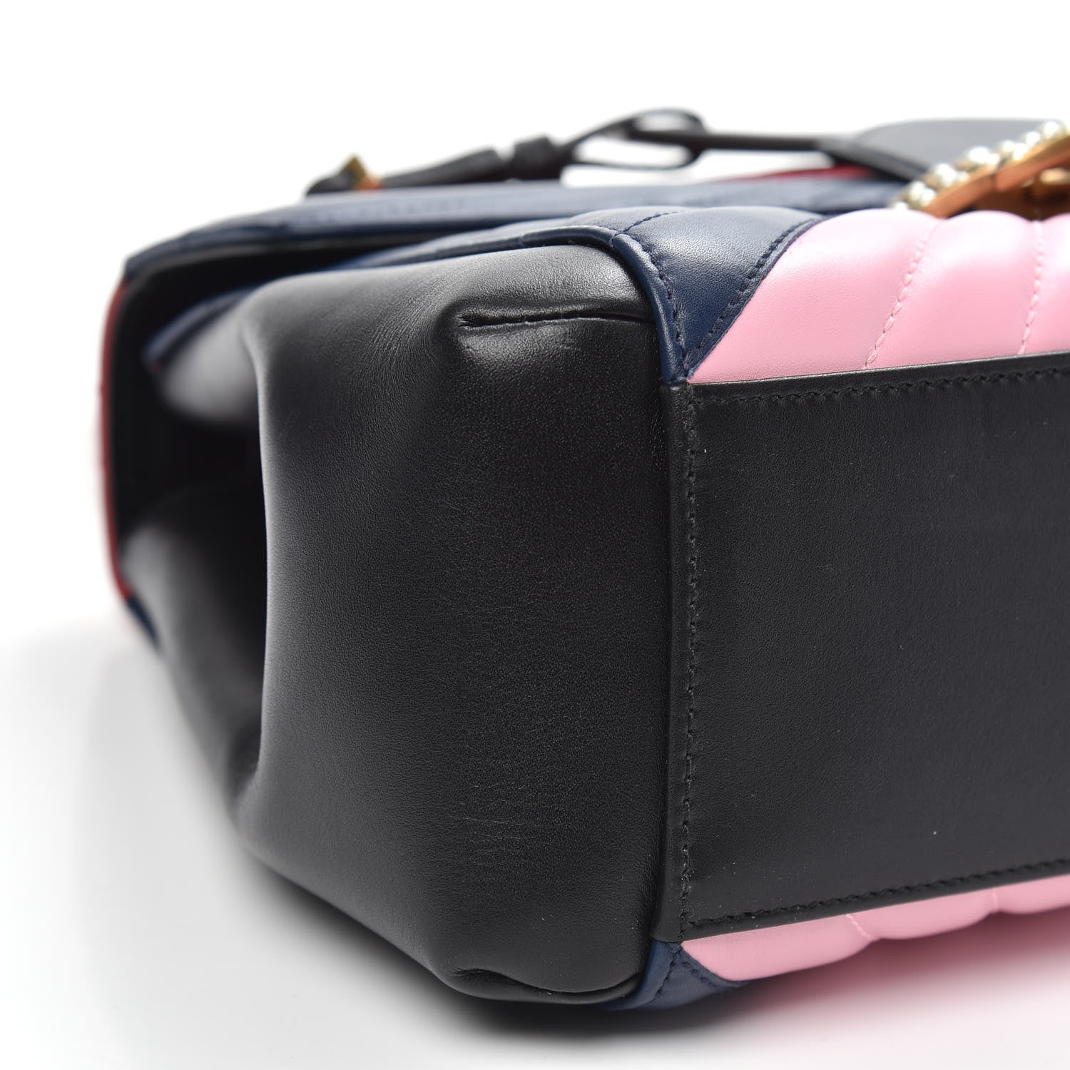 Gucci Calfskin Bamboo Trapuntata Queen Margaret Top Handle Bag Blue Agata Hibiscus Red Mystic White Sugar Pink 8 of 12