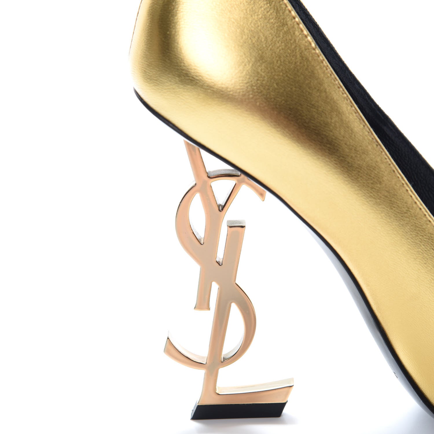Saint Laurent Calfskin Opyum 100 Pumps 37.5 Gold 10 of 12