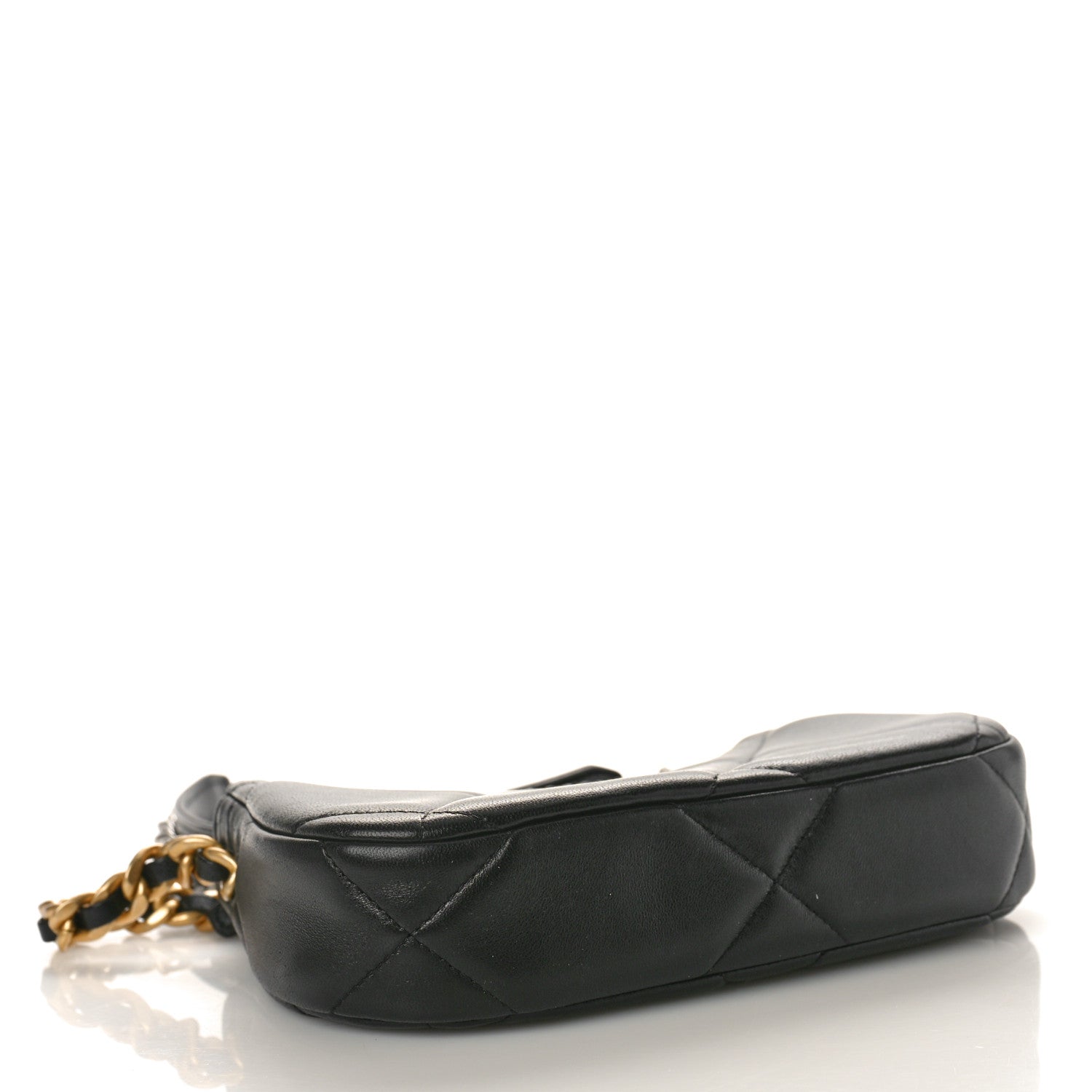 Chanel Lambskin Quilted Chanel 19 Hobo Clutch With Chain Black 4 of 10