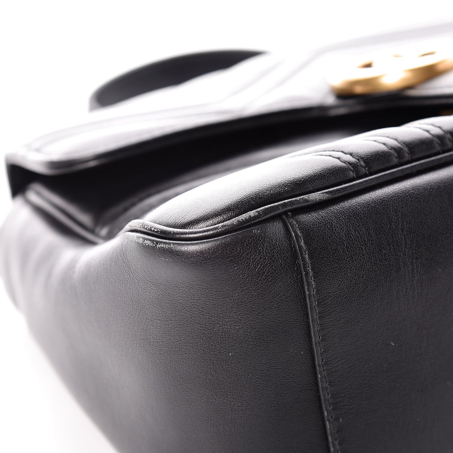 Calfskin Matelasse Small GG Marmont Top Handle Shoulder Bag Black