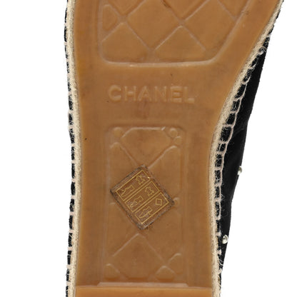 Chanel Suede Pearl CC Espadrilles 39 Black 6 of 11
