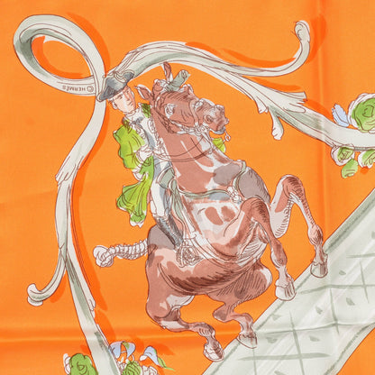 Hermes Silk Ecole Portugaise D'Art Equestre Scarf 90 Orange 1 of 5