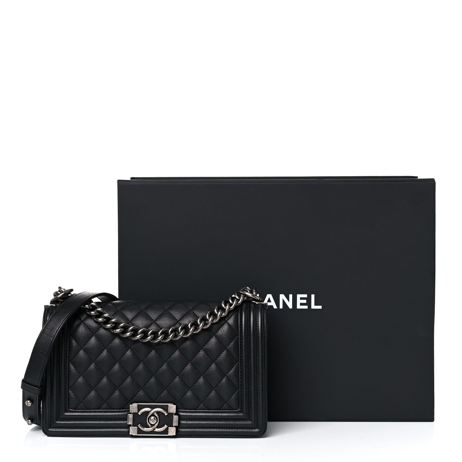 Chanel Calfskin Quilted Medium Boy Flap Black 14 of 14