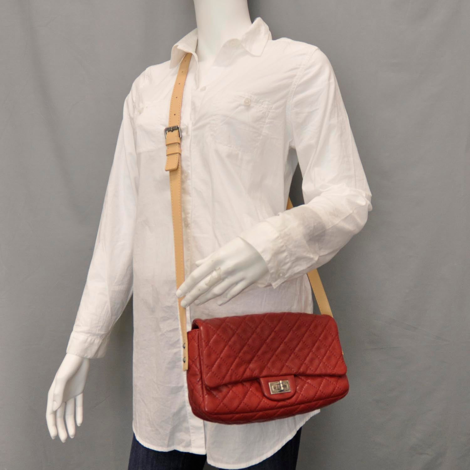 Chanel Caviar Easy 2.55 Messenger Flap Bag Red 2 of 9