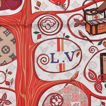 Louis Vuitton Silk Tree Of Louis Square Scarf Beige 5 of 6