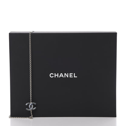 Chanel Crystal Baguette CC Double Strand Necklace Silver Blue 5 of 5