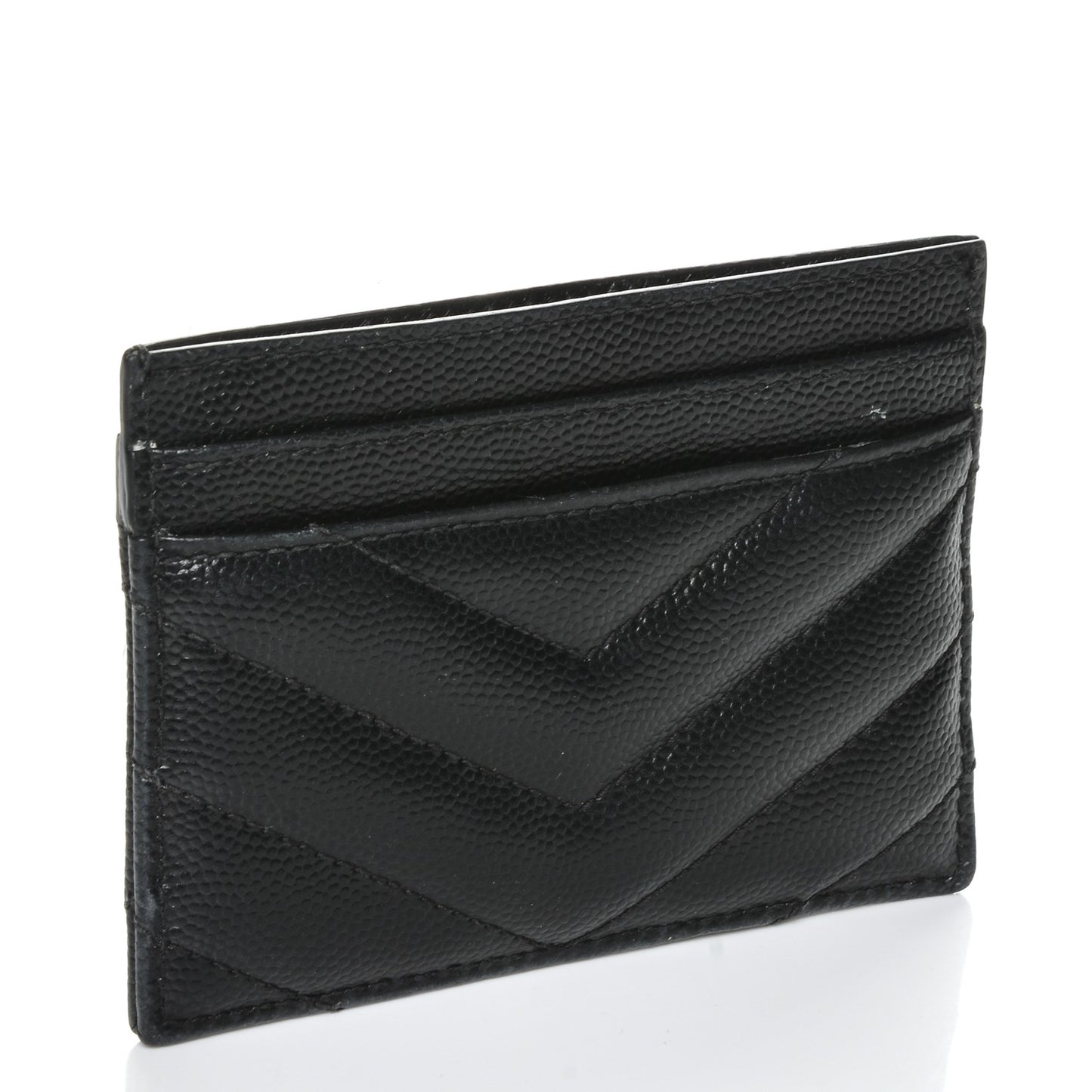Grain De Poudre Matelasse Chevron Monogram Credit Card Case Black