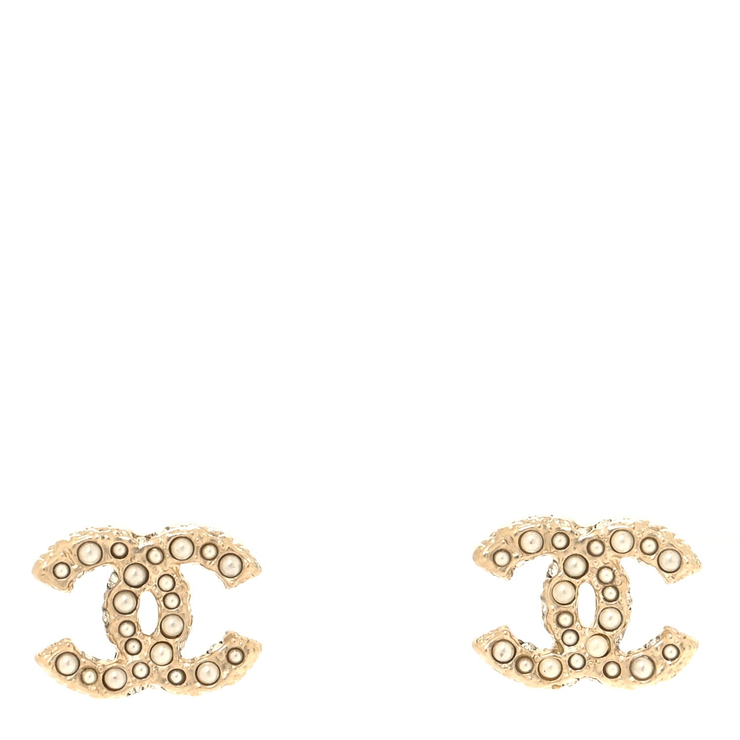 Chanel Pearl Studded CC Earrings Gold 1 of 5