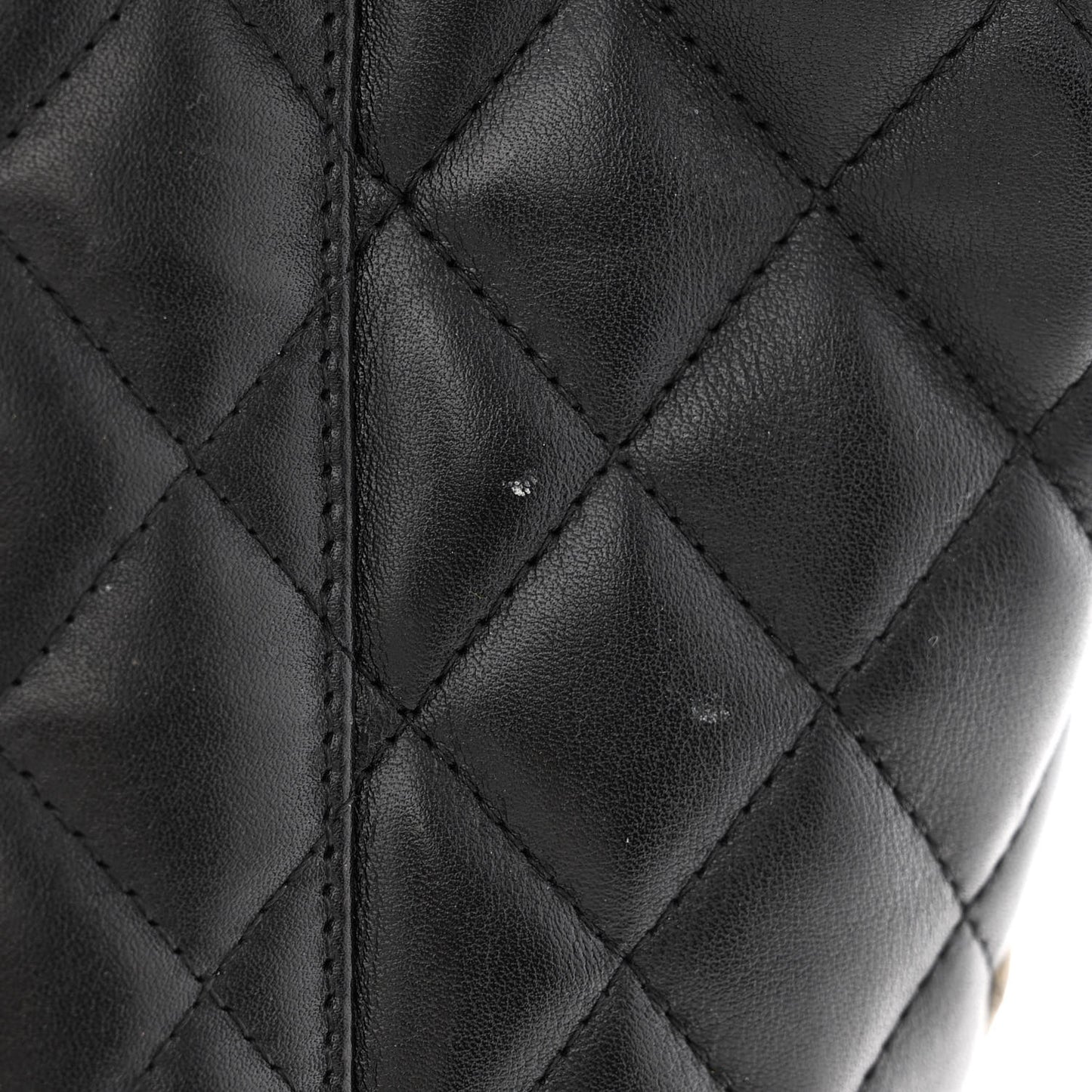 Calfskin Quilted Large Cambon Tote Black White
