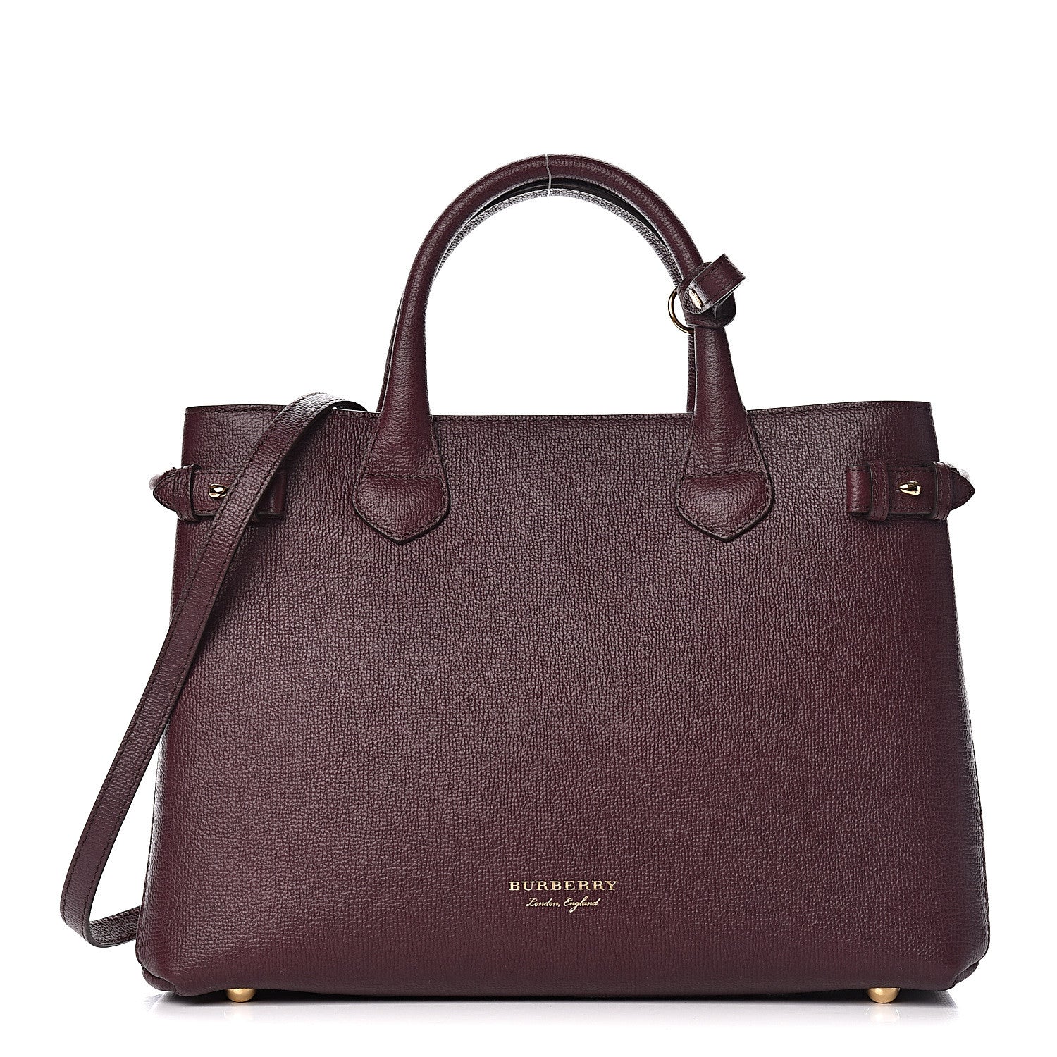 Burberry Grainy Calfskin House Check Medium Banner Tote Elderberry 1 of 13