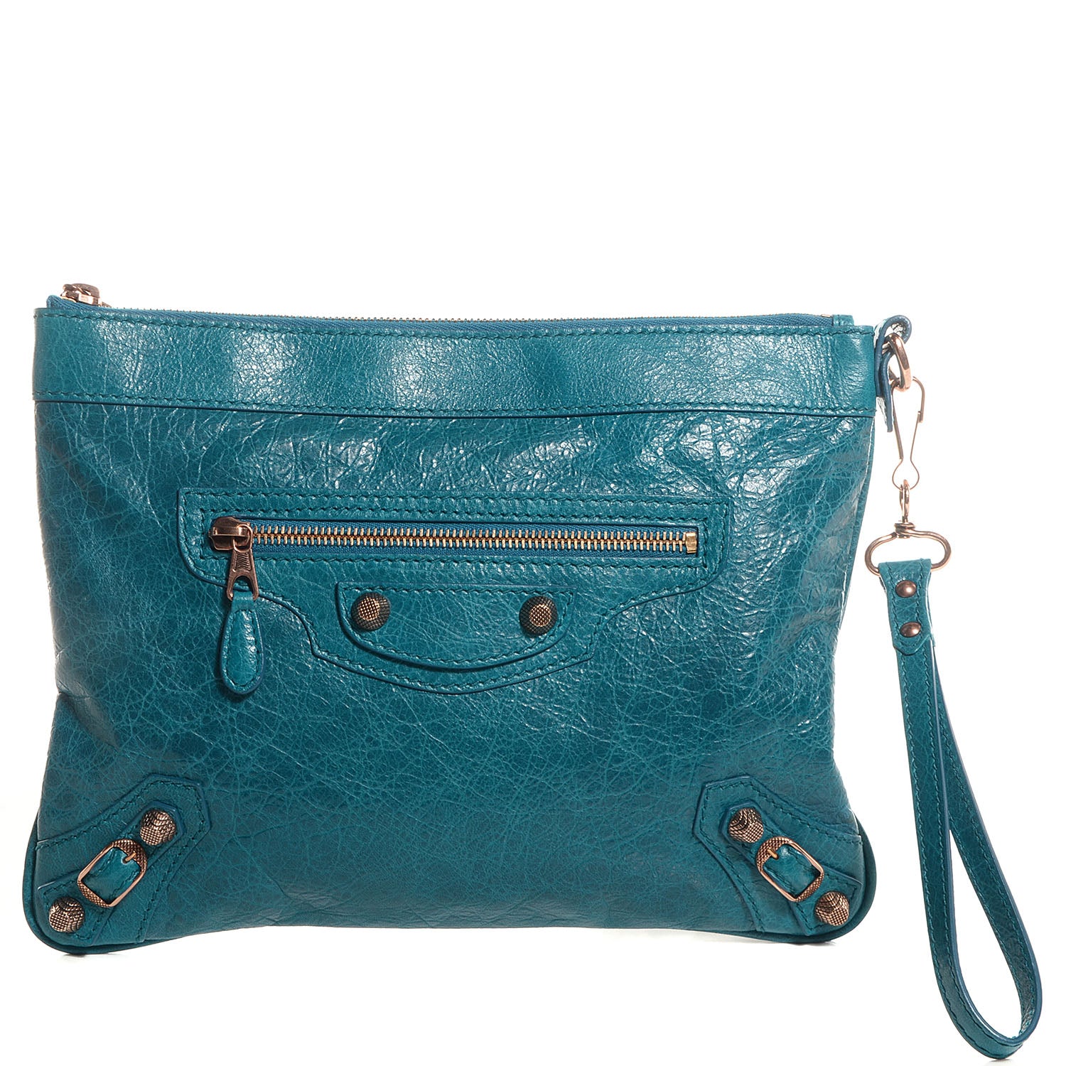 Balenciaga Agneau Giant 12 Rose Gold Hardware Flat Handle Clutch Lagon 1 of 11