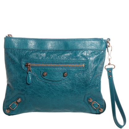 Balenciaga Agneau Giant 12 Rose Gold Hardware Flat Handle Clutch Lagon 1 of 11