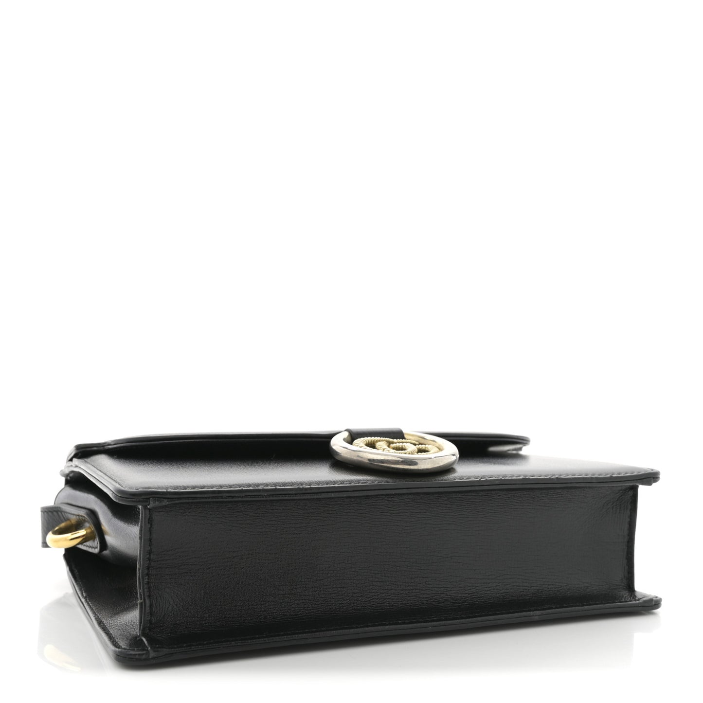 Textured Calfskin Small Torchon GG Ring Shoulder Bag Black