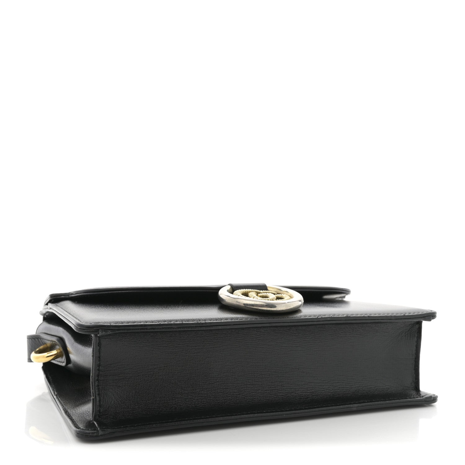 Gucci Textured Calfskin Small Torchon GG Ring Shoulder Bag Black 4 of 12