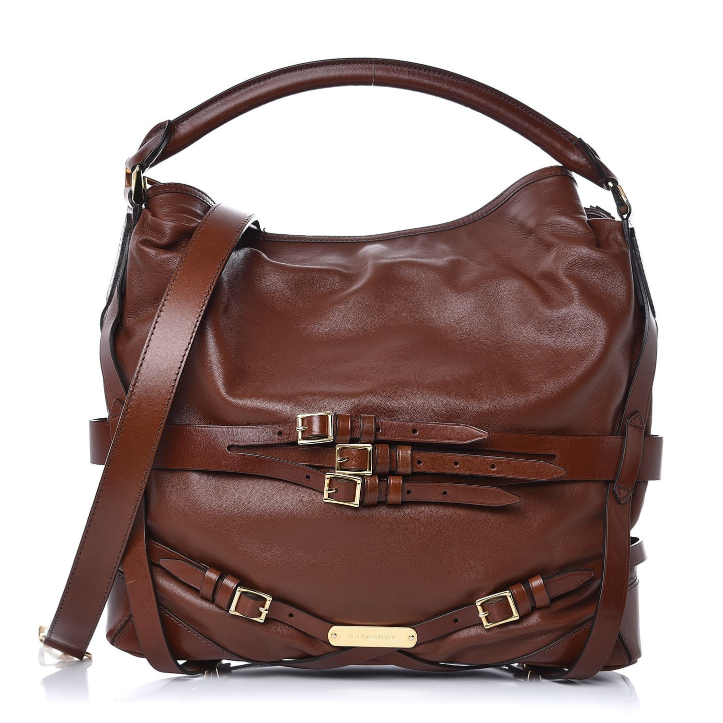 Soft Lambskin Bridle Calfskin Medium Gosford Hobo Dark Tan
