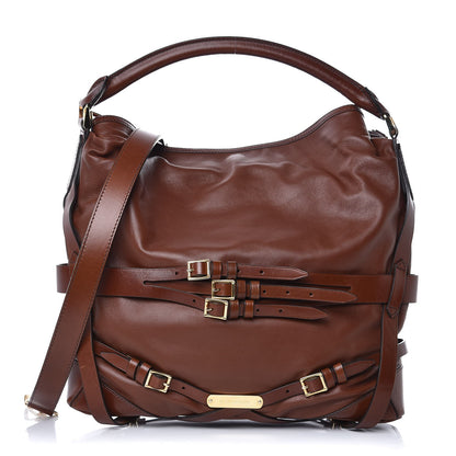 Burberry Soft Lambskin Bridle Calfskin Medium Gosford Hobo Dark Tan 1 of 7