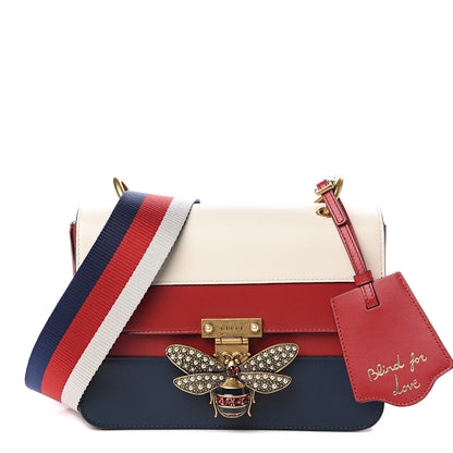 Gucci Calfskin Sylvie Web Queen Margaret Shoulder Bag Blue Agata Hibiscus Red Mystic White 1 of 10