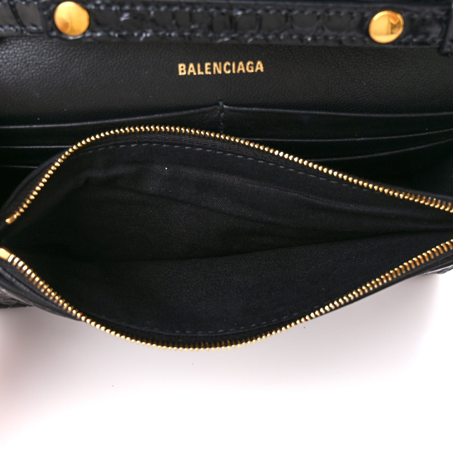 Shiny Calfskin Crocodile Embossed Hourglass Chain Bag Black