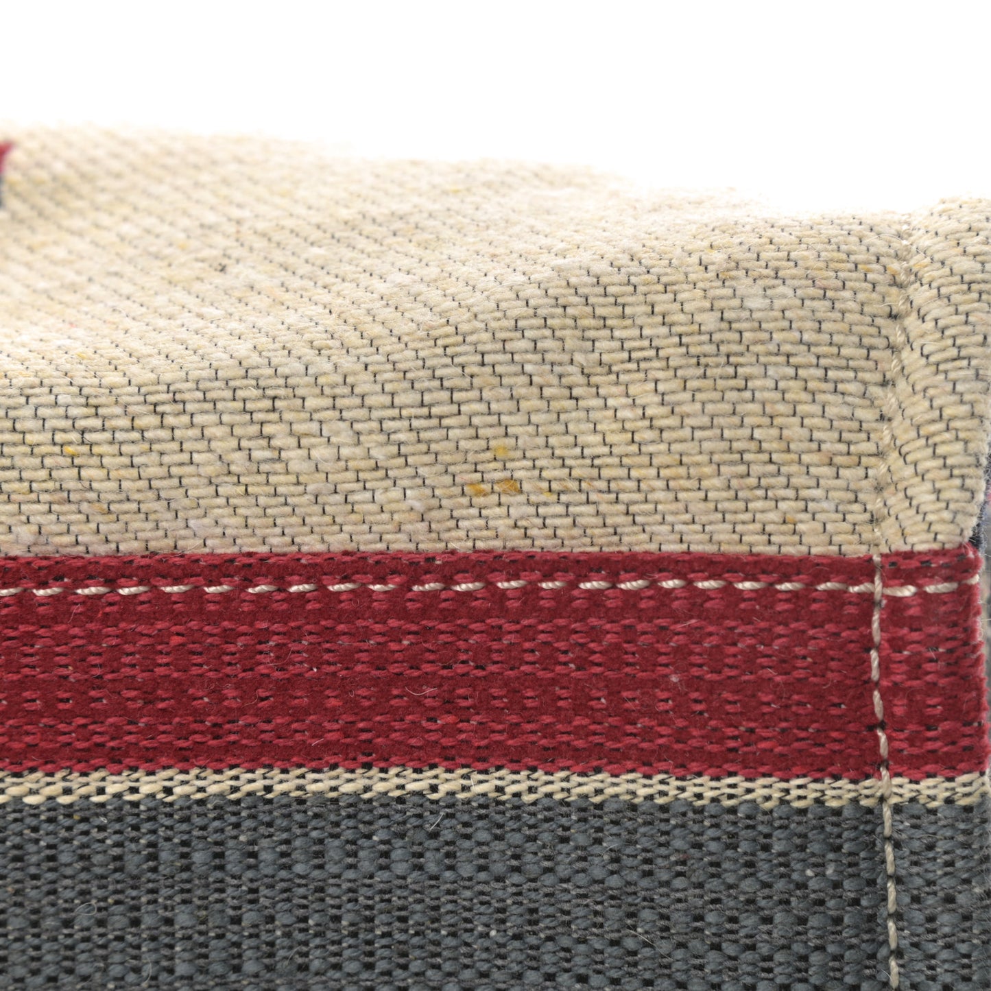 Striped Canvas Large Deauville Tote Beige