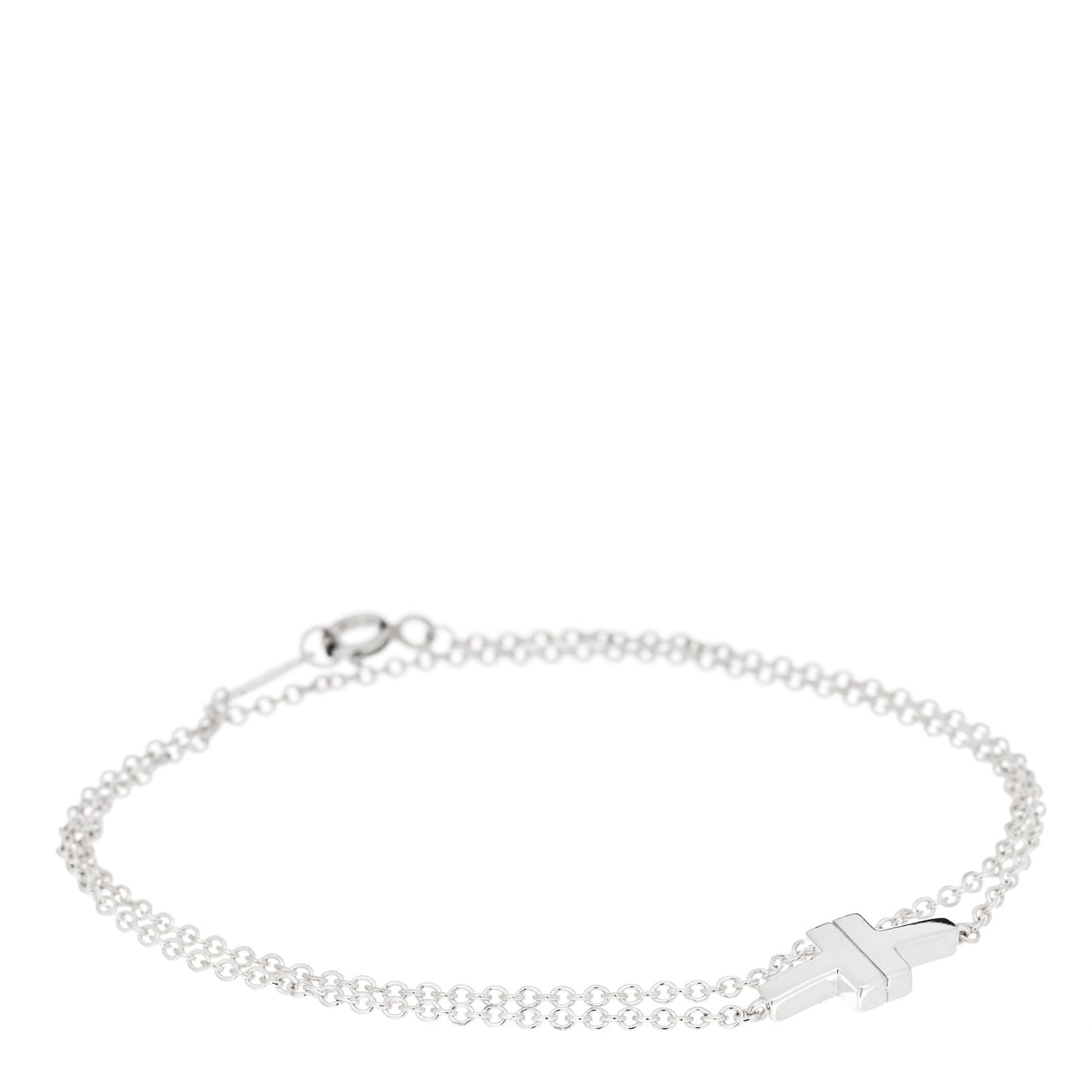 Sterling Silver T Two Double Chain Bracelet