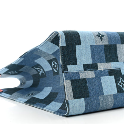 Louis Vuitton Denim Damier Monogram Onthego Blue Rouge 8 of 9
