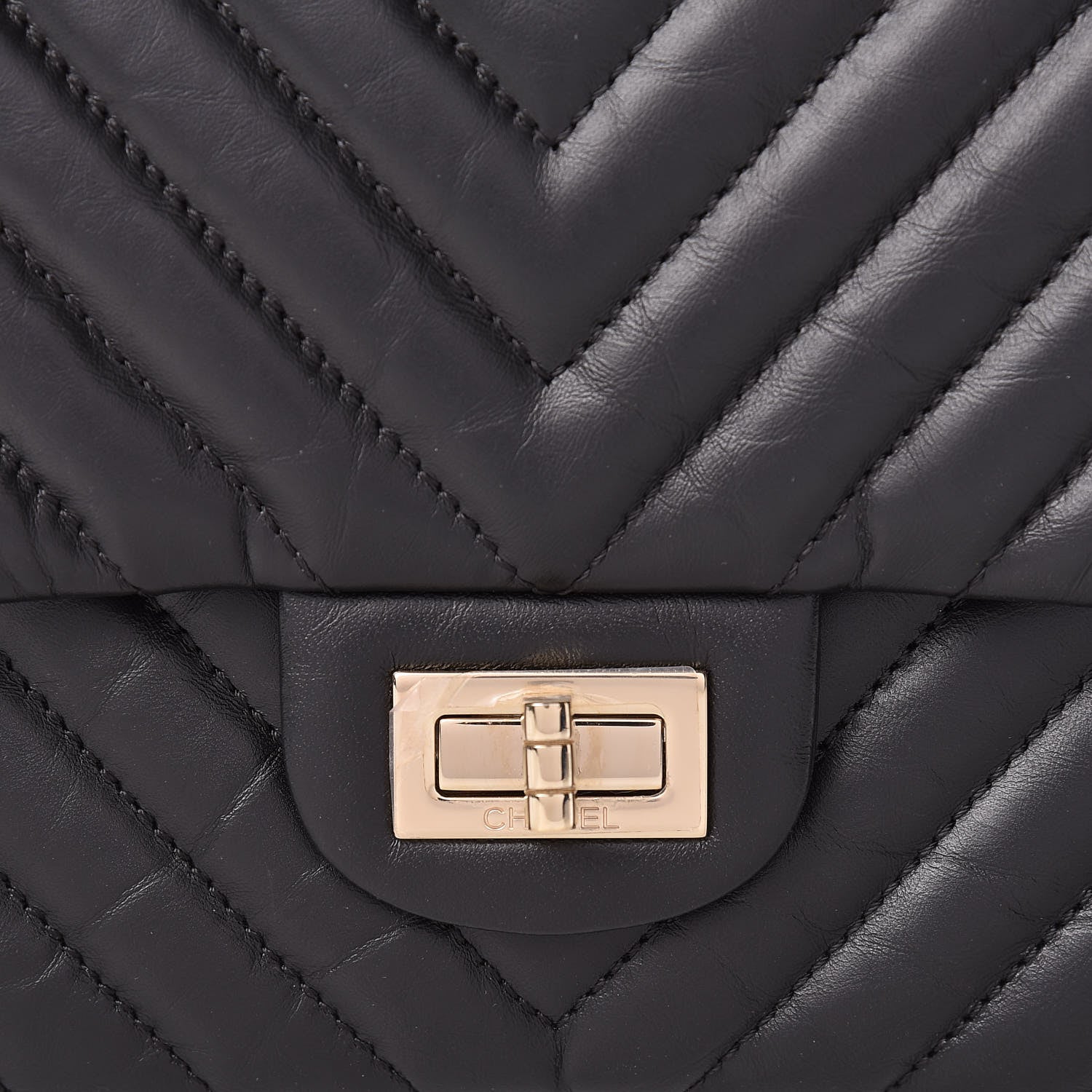 Chanel Aged Calfskin Chevron Quilted 2.55 Reissue 226 Flap Black 8 of 11