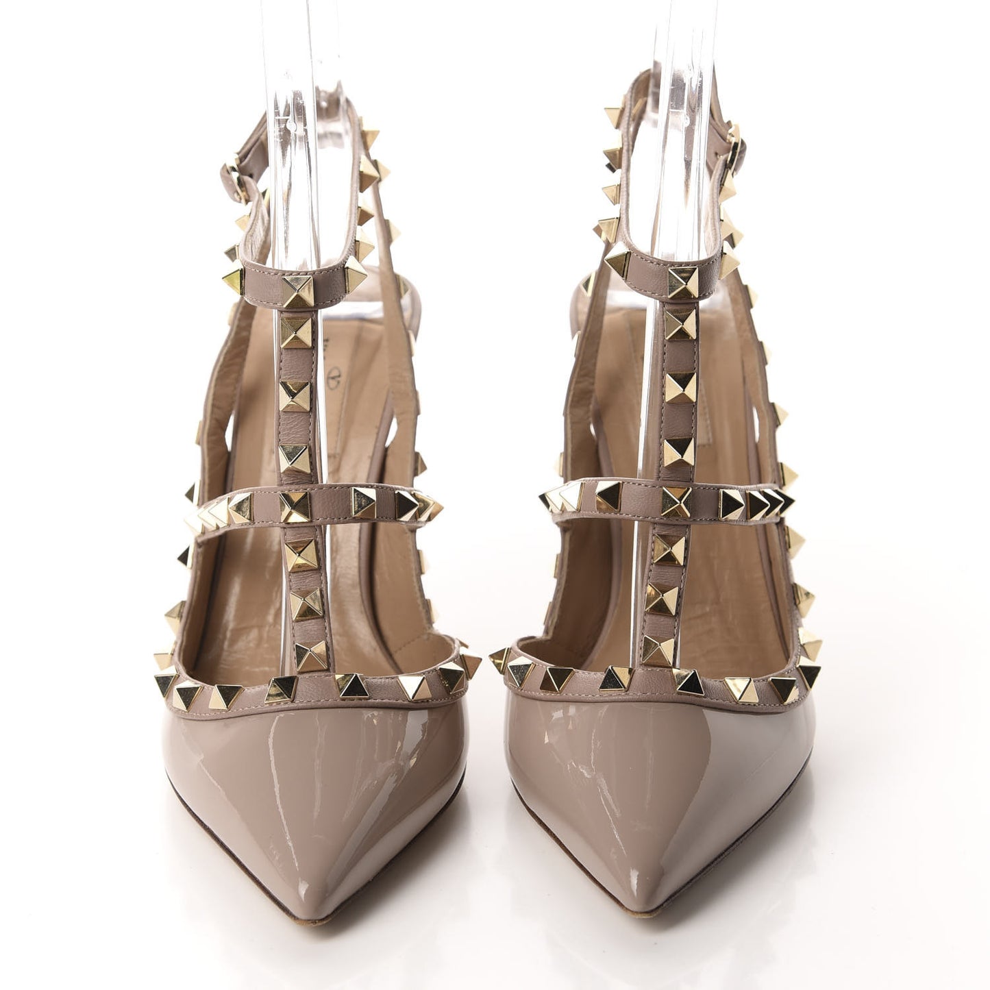 Patent Rockstud Ankle Strap Pumps 38.5 Poudre