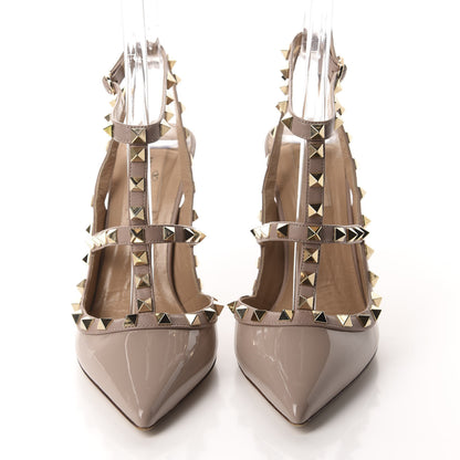 Valentino Garavani Patent Rockstud Ankle Strap Pumps 38.5 Poudre 2 of 11